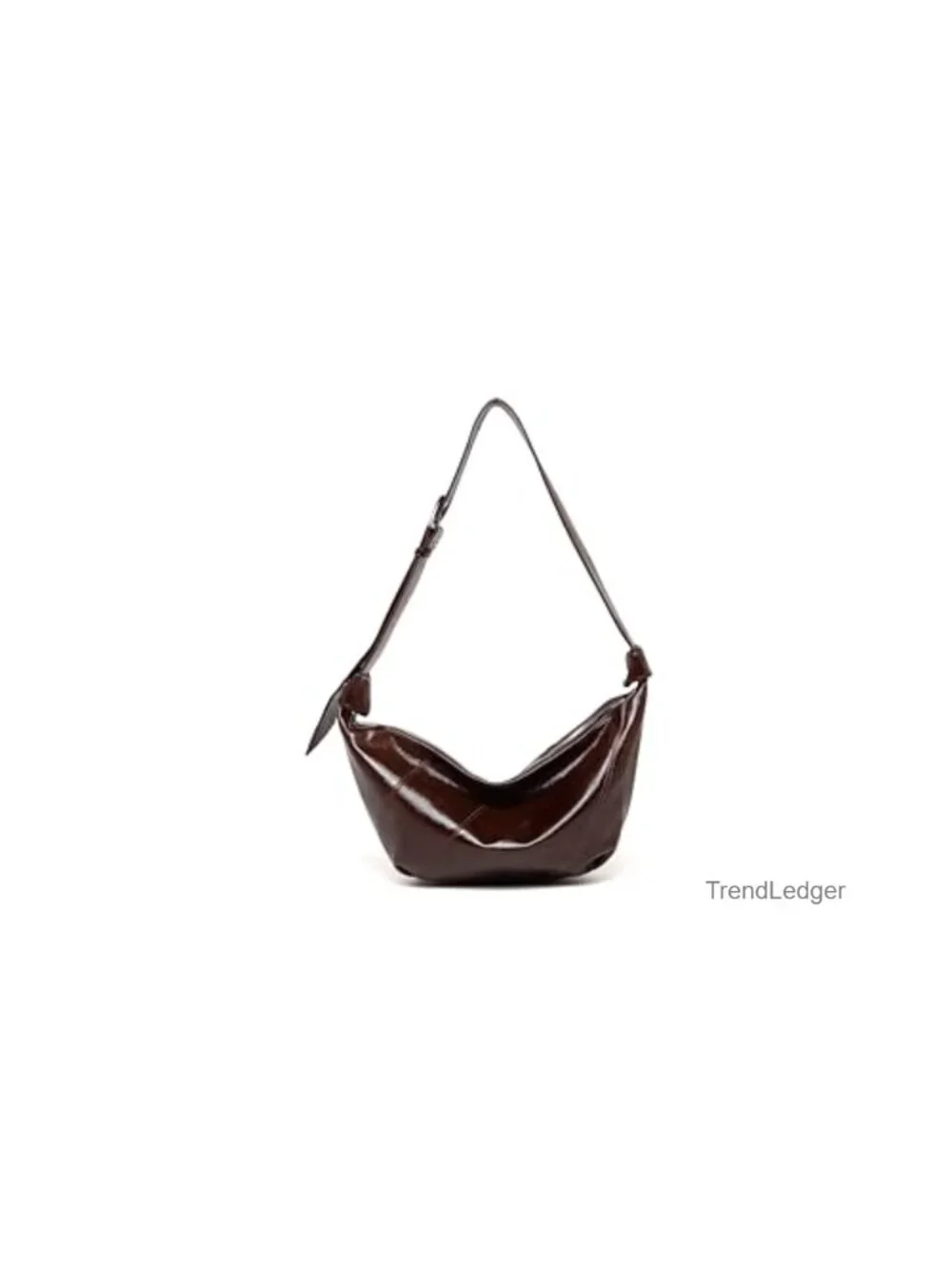 Faux Leather Crescent Crossbody Bag Adjustable Strap Small Satchel